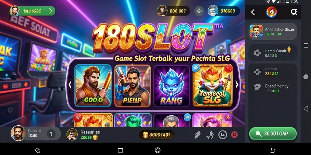 Tampilan gameplay menarik di 180SLOT dengan berbagai tema slot.