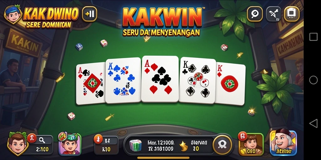 Tampilan menarik dari gameplay KAKWIN dalam permainan Domino.