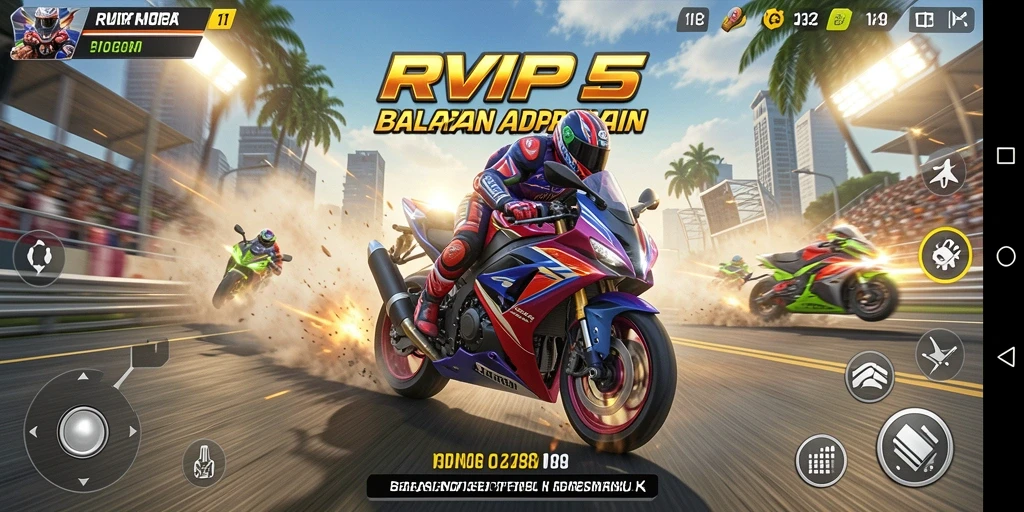 Tampilan mendebarkan dari gameplay balapan motor di RVIP5.
